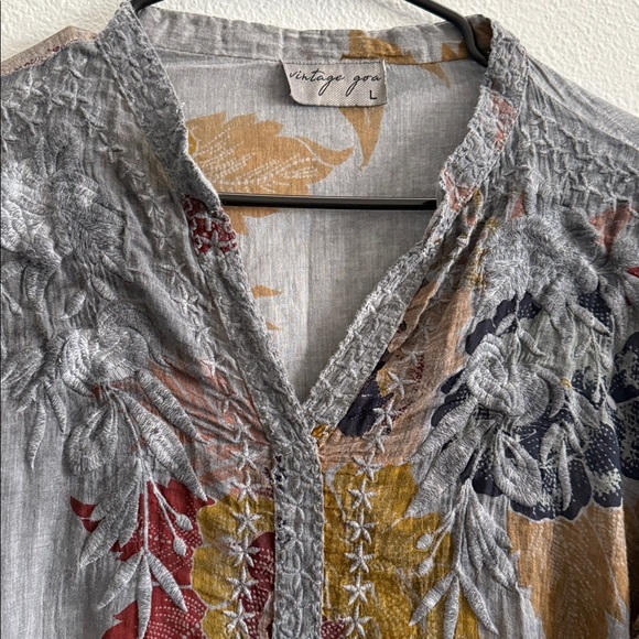 Vintage Goa Floral Embroidered Boho Blouse – Size L - Picture 2 of 9